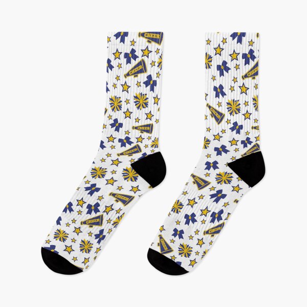 Item preview, Blue and yellow cheerleading bows and pompoms designed and sold by dottiedigitals.