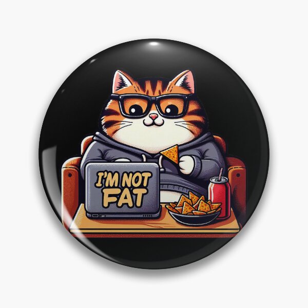 Item preview, I'm Not Fat meme Chubby Tabby Cat Laptop Couch Potato Nachos Soft Drink designed and sold by plushism.