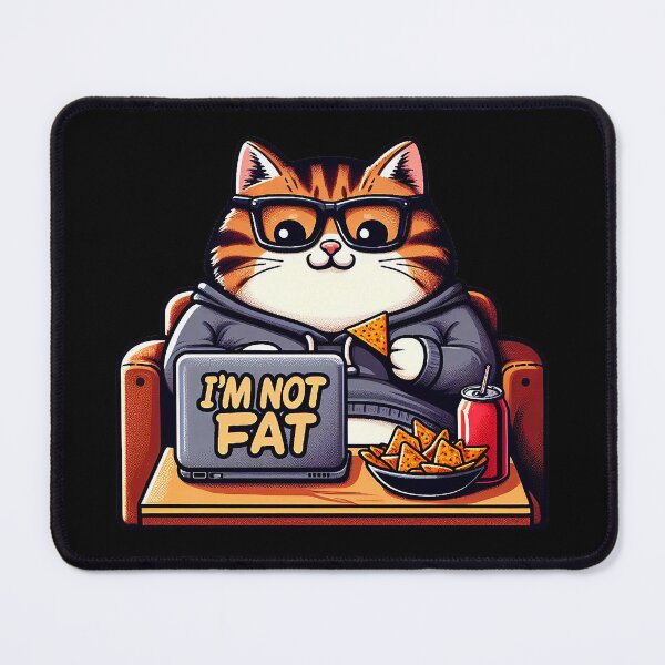 Item preview, I'm Not Fat meme Chubby Tabby Cat Laptop Couch Potato Nachos Soft Drink designed and sold by plushism.