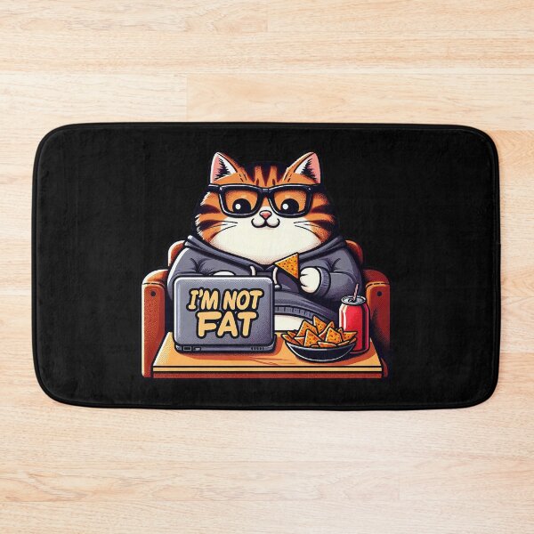 Item preview, I'm Not Fat meme Chubby Tabby Cat Laptop Couch Potato Nachos Soft Drink designed and sold by plushism.