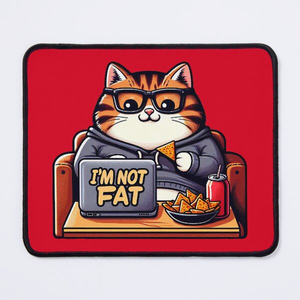 Item preview, I'm Not Fat meme Chubby Tabby Cat Laptop Couch Potato Nachos Soft Drink designed and sold by plushism.