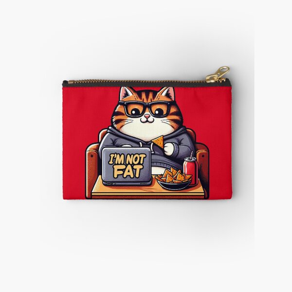 Item preview, I'm Not Fat meme Chubby Tabby Cat Laptop Couch Potato Nachos Soft Drink designed and sold by plushism.