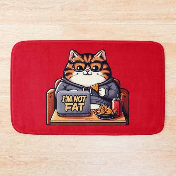 Item preview, I'm Not Fat meme Chubby Tabby Cat Laptop Couch Potato Nachos Soft Drink designed and sold by plushism.