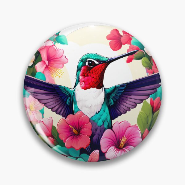 Item preview, Cute Ruby Throated Hummingbird Surrounded by Spring Flowers designed and sold by BirdsnStuff.