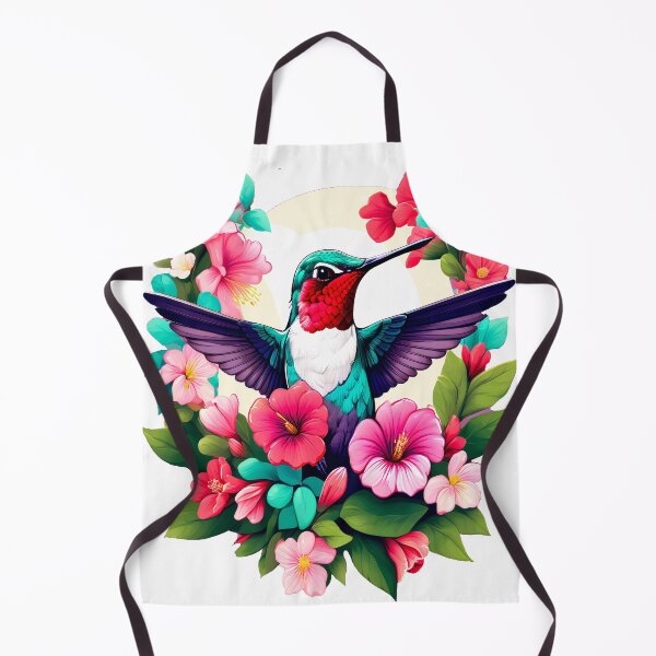 Item preview, Cute Ruby Throated Hummingbird Surrounded by Spring Flowers designed and sold by BirdsnStuff.