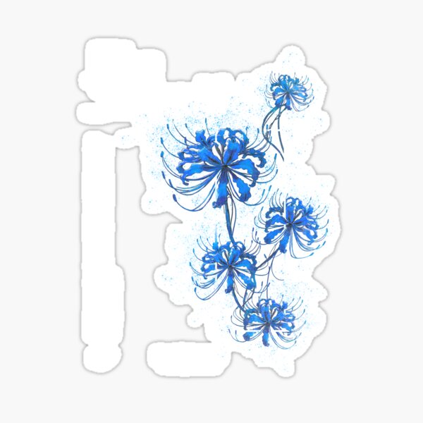 Item preview, japanese blue spider lily in retro soft grunge pastel goth aesthetic style designed and sold by Otakuniverse.