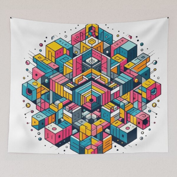 Item preview, Colorful Geometric Cityscape designed and sold by Lyavalio.