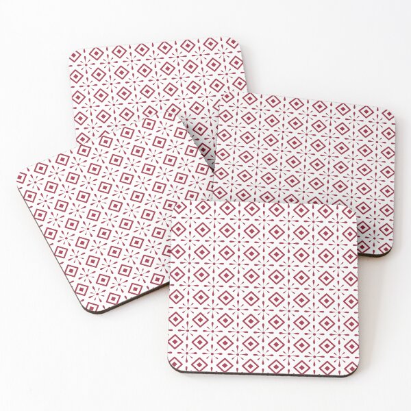 Item preview, deep red Art Deco boho vintage pattern designed and sold by Coastal Garden Design Studio.