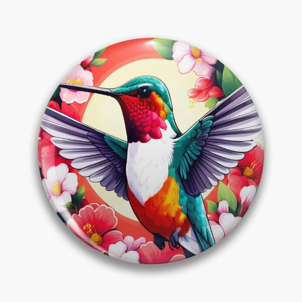 Item preview, Cute Ruby Throated Hummingbird Surrounded by Spring Flowers designed and sold by BirdsnStuff.