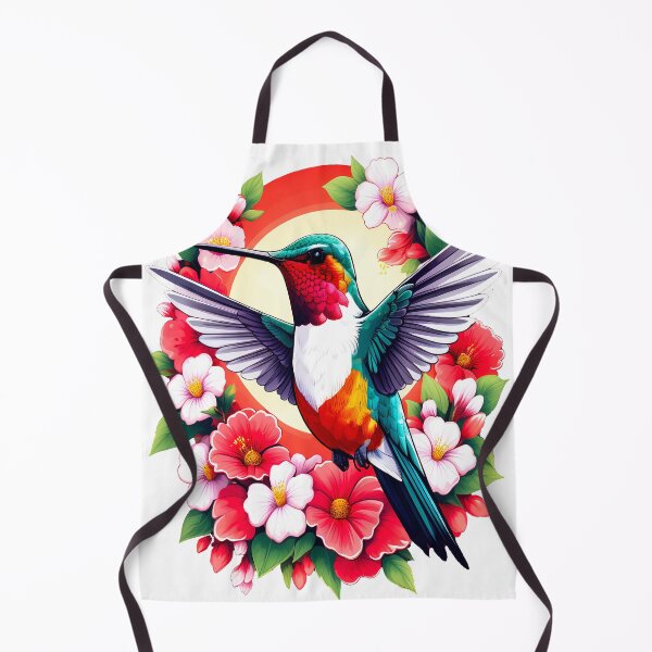 Item preview, Cute Ruby Throated Hummingbird Surrounded by Spring Flowers designed and sold by BirdsnStuff.