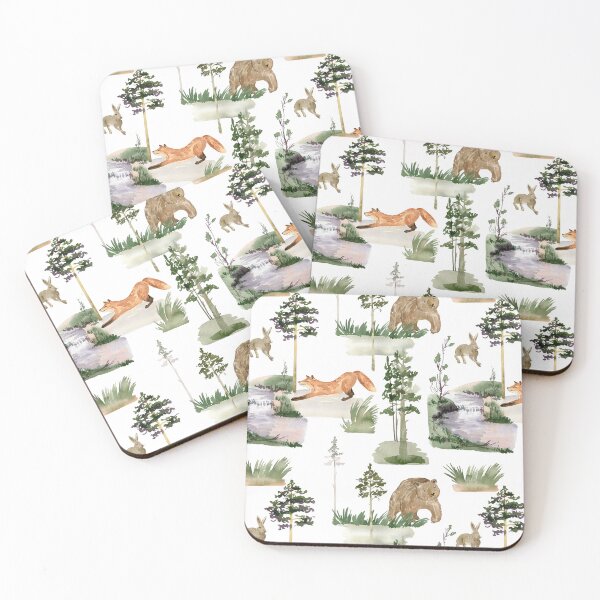 Item preview, Watercolor forest trees with animals designed and sold by tapilipa.
