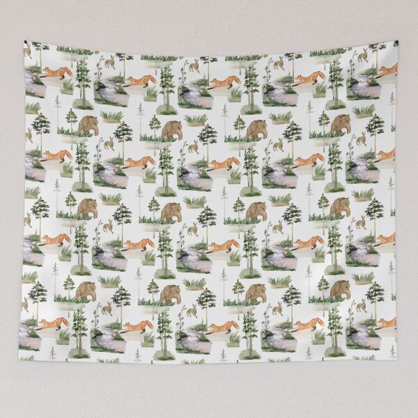 Item preview, Watercolor forest trees with animals designed and sold by tapilipa.