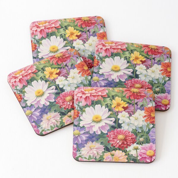 Item preview, Zinnia Tile 02: Rainbow Smiles in a Field of Daisy Dandelions and Sunshine of Nature's Confetti Party designed and sold by TheBrainArt.