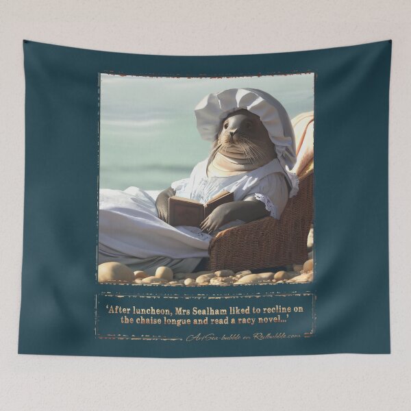 Item preview, (With text) 'After luncheon, Mrs Sealham liked to recline on the chaise longue and read a racy novel...' designed and sold by ArtSea-Bubble.