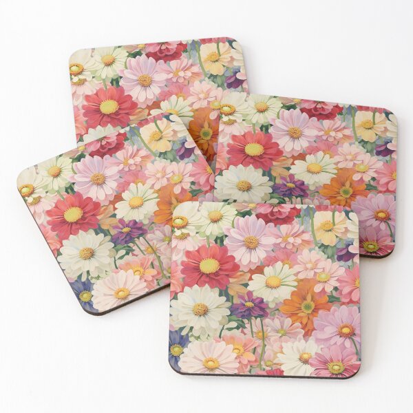 Item preview, Zinnia Tile 03: Rainbow Smiles in a Field of Daisy Dandelions and Sunshine of Nature's Confetti Party designed and sold by TheBrainArt.
