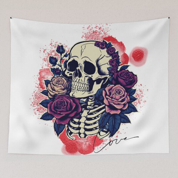 Item preview, Romantic skull girlie romance Valentines Day designed and sold by CyberArtistOne.