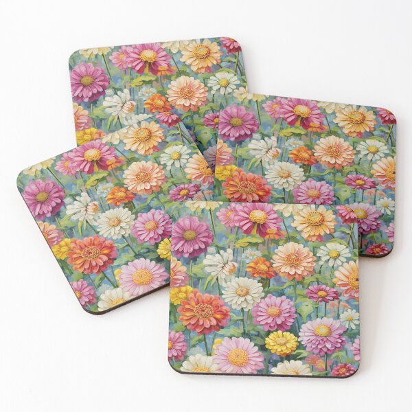 Item preview, Zinnia Tile 04: Rainbow Smiles in a Field of Daisy Dandelions and Sunshine of Nature's Confetti Party designed and sold by TheBrainArt.