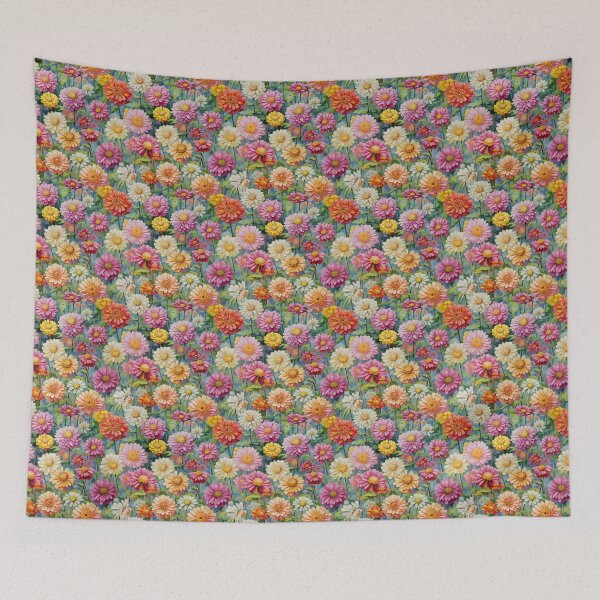 Item preview, Zinnia Tile 04: Rainbow Smiles in a Field of Daisy Dandelions and Sunshine of Nature's Confetti Party designed and sold by TheBrainArt.