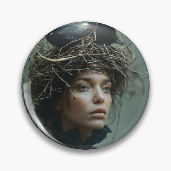 Item preview, Dark Raven Nest Woman | Gothic Nature Crown Portrait designed and sold by VUK VESOVIC.