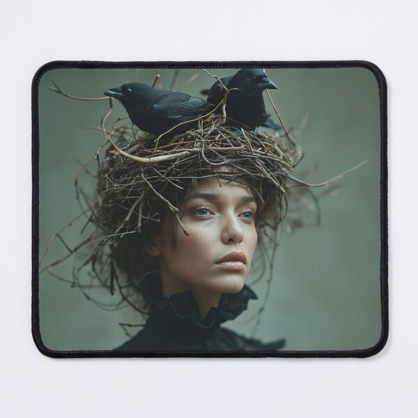 Item preview, Dark Raven Nest Woman | Gothic Nature Crown Portrait designed and sold by VUK VESOVIC.
