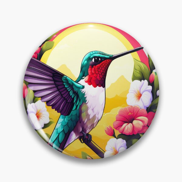 Item preview, Cute Ruby Throated Hummingbird Surrounded by Spring Flowers designed and sold by BirdsnStuff.