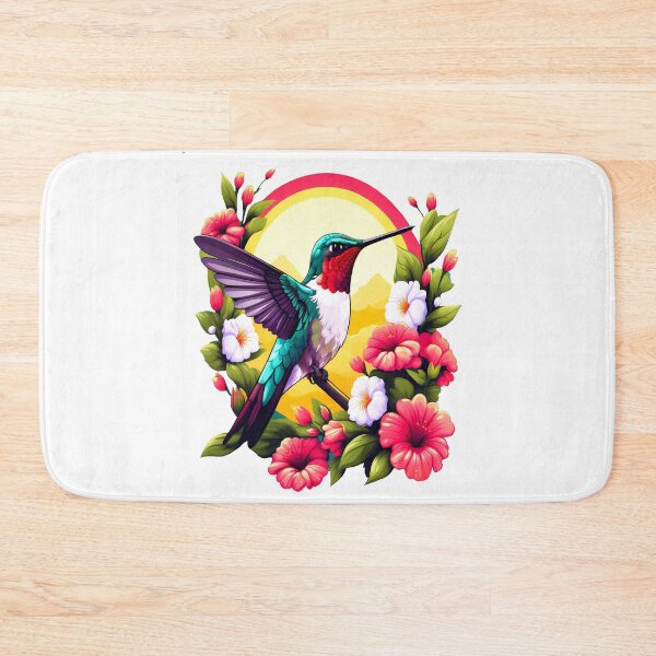 Item preview, Cute Ruby Throated Hummingbird Surrounded by Spring Flowers designed and sold by BirdsnStuff.