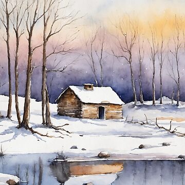 Original Watercolor Artwork hotsell Winter Scene