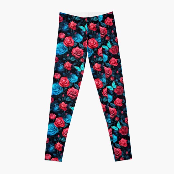 Red Rose Flowers Seamless Pattern Yoga Leggings - Inspire Uplift