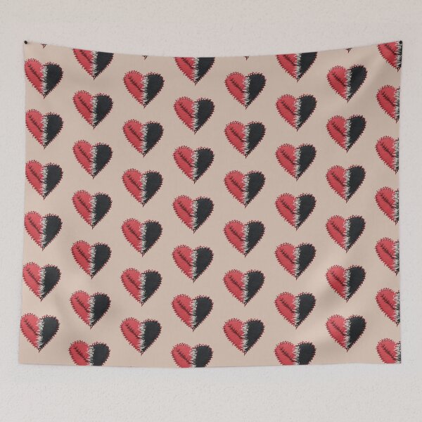 Item preview, A striking red and black heart sewn with thread designed and sold by NiRia Spot.