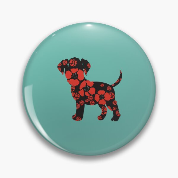 Item preview,  Floral black puppy with flowers and poppy designed and sold by BlueGoldArt.