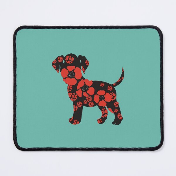 Item preview,  Floral black puppy with flowers and poppy designed and sold by BlueGoldArt.