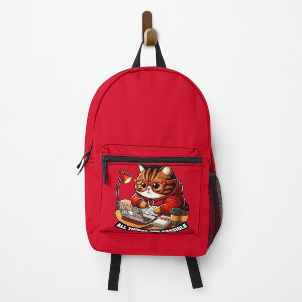 Item preview, All Things Are Possible Chubby Tabby Cat Laptop Homework Hardworking Study Hard designed and sold by plushism.