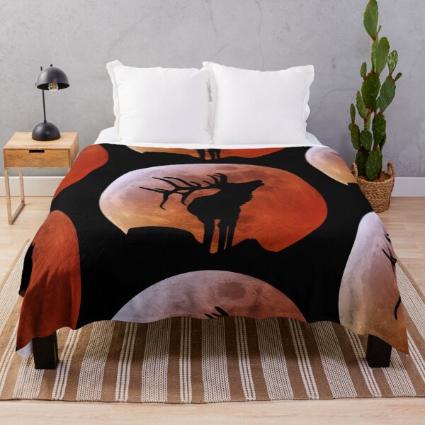 Item preview, Reindeer silhouette against the full moon designed and sold by VugArtShop.