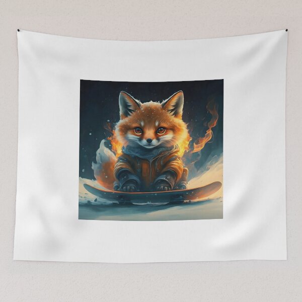 Item preview, fire fox on snowboard designed and sold by SabyDigitalArt.