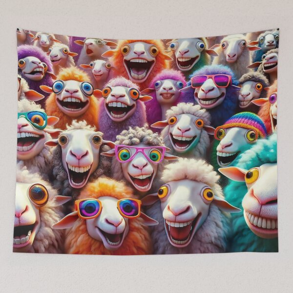 Item preview, Flock of Fun: Sheep Go Wild with Colourful Cheer designed and sold by ArtComixHaven.