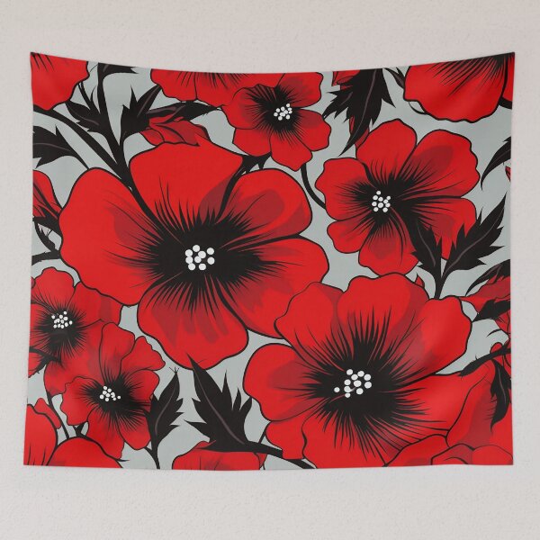 Item preview, Tiled Red Flower Pattern designed and sold by dcrc.
