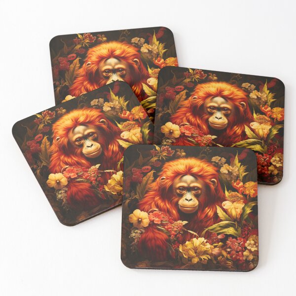 Item preview, Charming Chimpanzee Embracing Blooms - Wildlife Floral Affection Art designed and sold by JustArtDesign9.