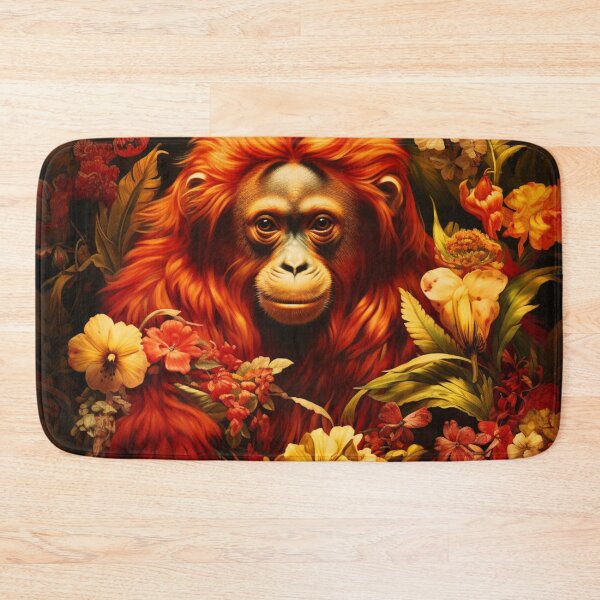 Item preview, Charming Chimpanzee Embracing Blooms - Wildlife Floral Affection Art designed and sold by JustArtDesign9.