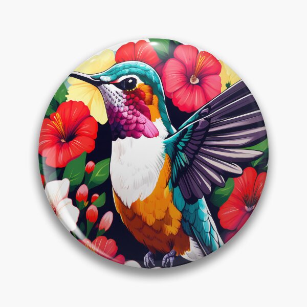 Item preview, Cute Ruby Throated Hummingbird Surrounded by Spring Flowers designed and sold by BirdsnStuff.