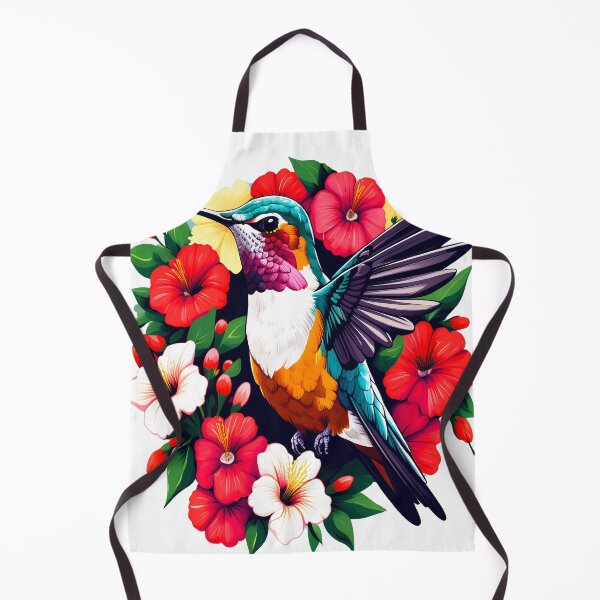 Item preview, Cute Ruby Throated Hummingbird Surrounded by Spring Flowers designed and sold by BirdsnStuff.