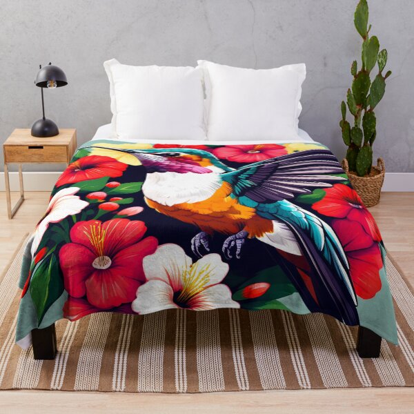 Item preview, Cute Ruby Throated Hummingbird Surrounded by Spring Flowers designed and sold by BirdsnStuff.