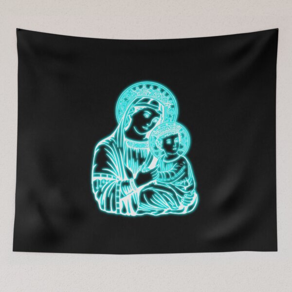 Item preview, Light Blue Neon Virgin Mary designed and sold by lachataigne.