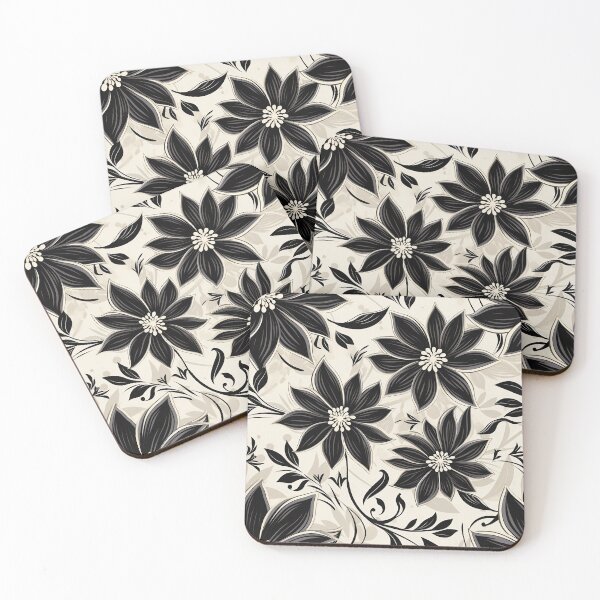 Item preview, Tiled Black Flower Pattern designed and sold by dcrc.