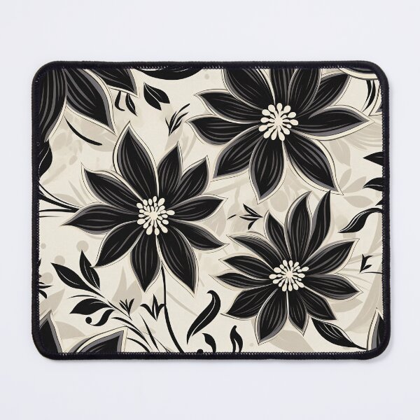 Item preview, Tiled Black Flower Pattern designed and sold by dcrc.