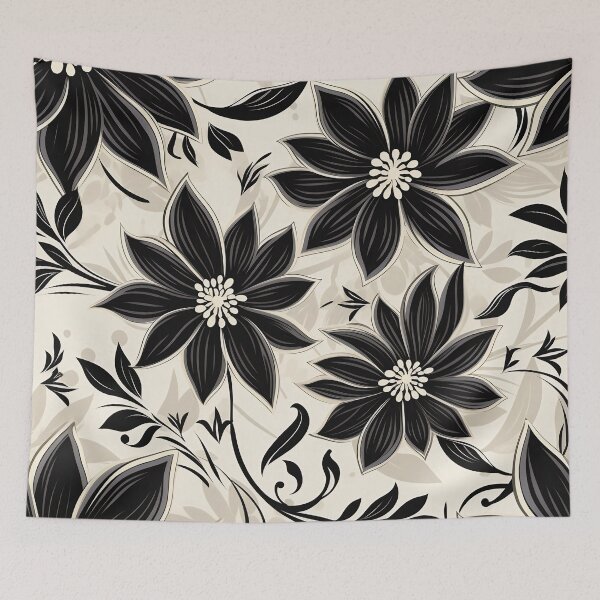 Item preview, Tiled Black Flower Pattern designed and sold by dcrc.