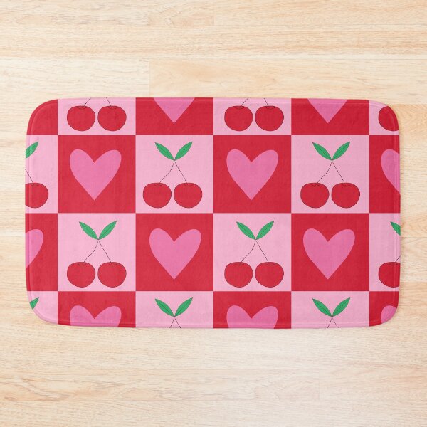 Item preview, Checkered Cherries with Pink Hearts Pattern designed and sold by Yasminepatterns .