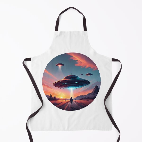 Item preview, Enigmatic Encounter with ufo sunset with aliens and standing on the road man designed and sold by simaso.