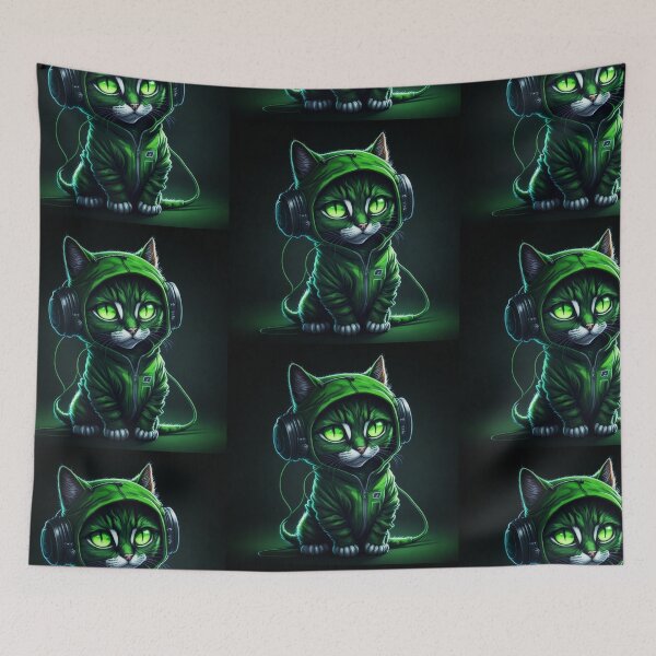 Item preview, DJ Cat with headphones designed and sold by Grin.