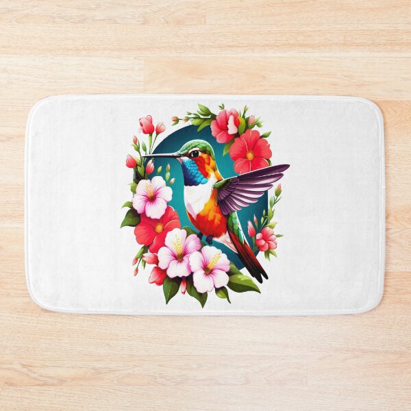Item preview, Cute Ruby Throated Hummingbird Surrounded by Spring Flowers designed and sold by BirdsnStuff.