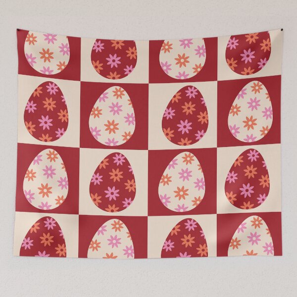 Item preview, Checkered Floral Easter Eggs in White and burgundy  designed and sold by Yasminepatterns .